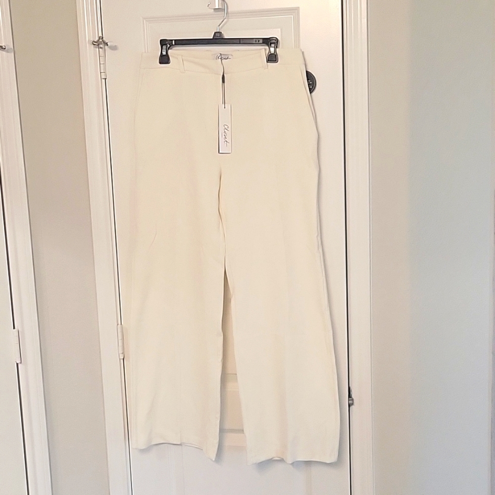 NWT Closet London Size 10 Ivory Wide Flared Leg Ankle Pants